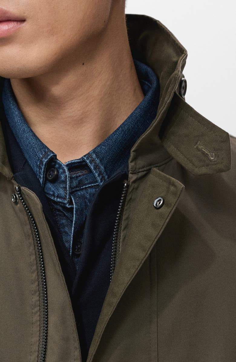 MANGO Water Repellent Barn Jacket with Removable Quilted Vest, Alternate, color, Olive Green