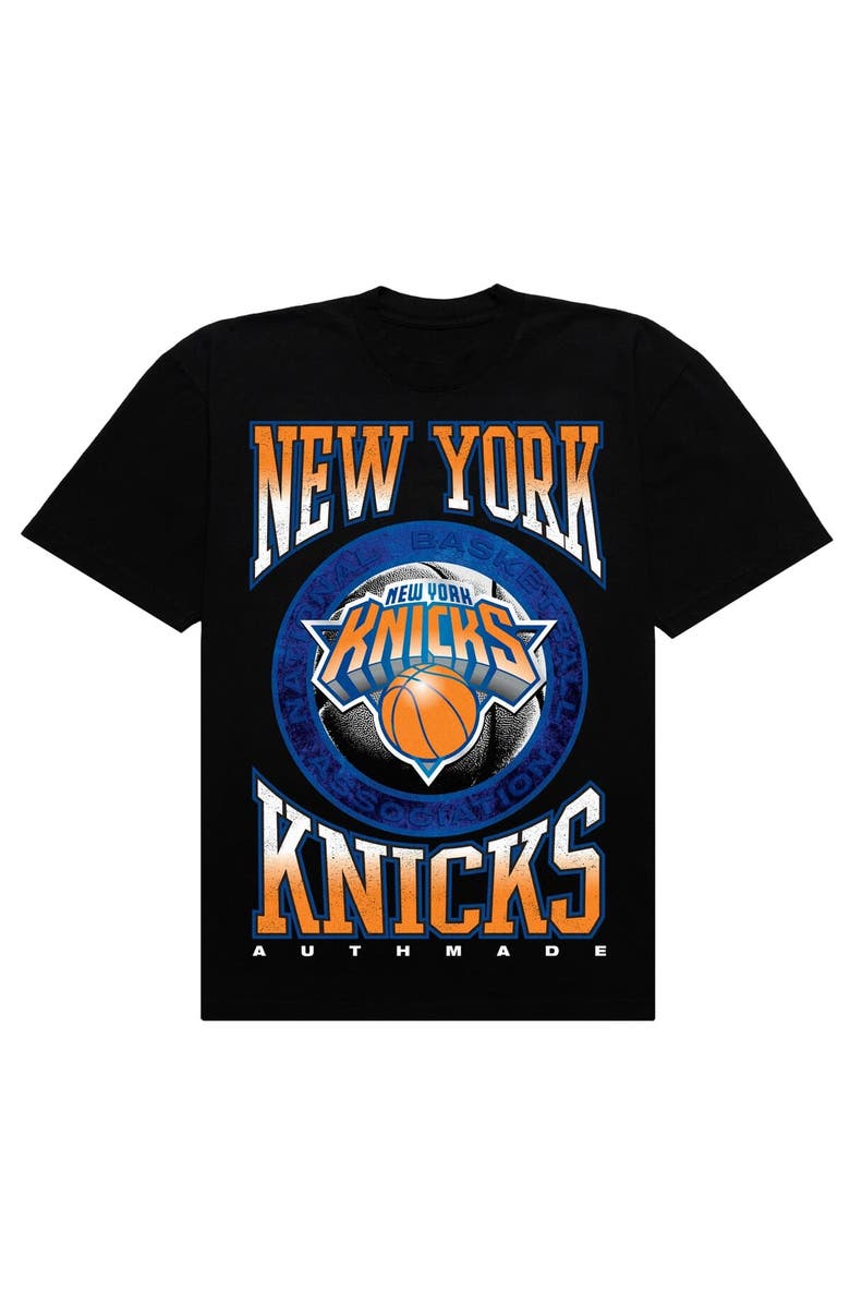 AUTHMADE Men's Authmade Black New York Knicks Vintage Metal Premium Heavyweight T-Shirt, Alternate, color, Black