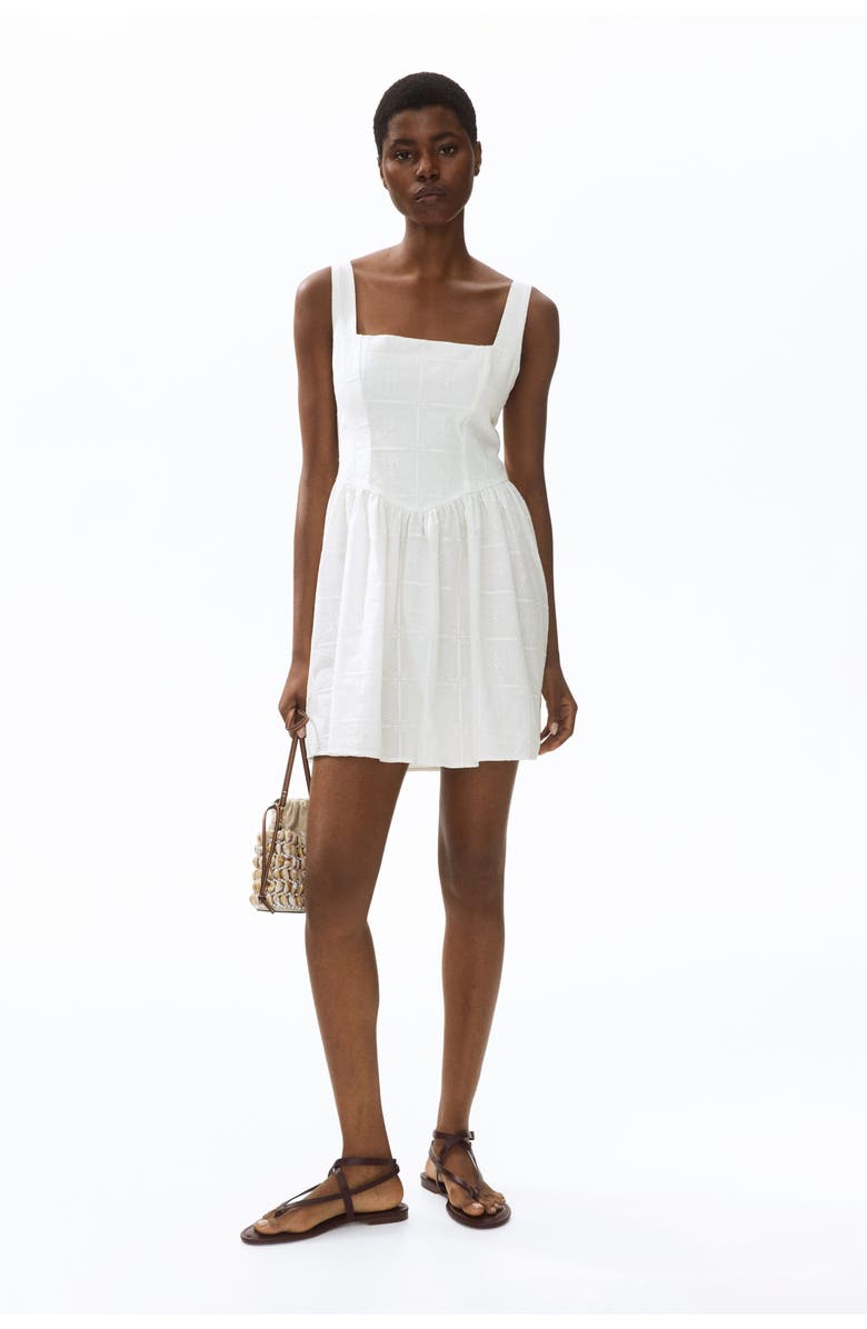 H&M Embroidered Flared-skirt Dress, Alternate, color, White