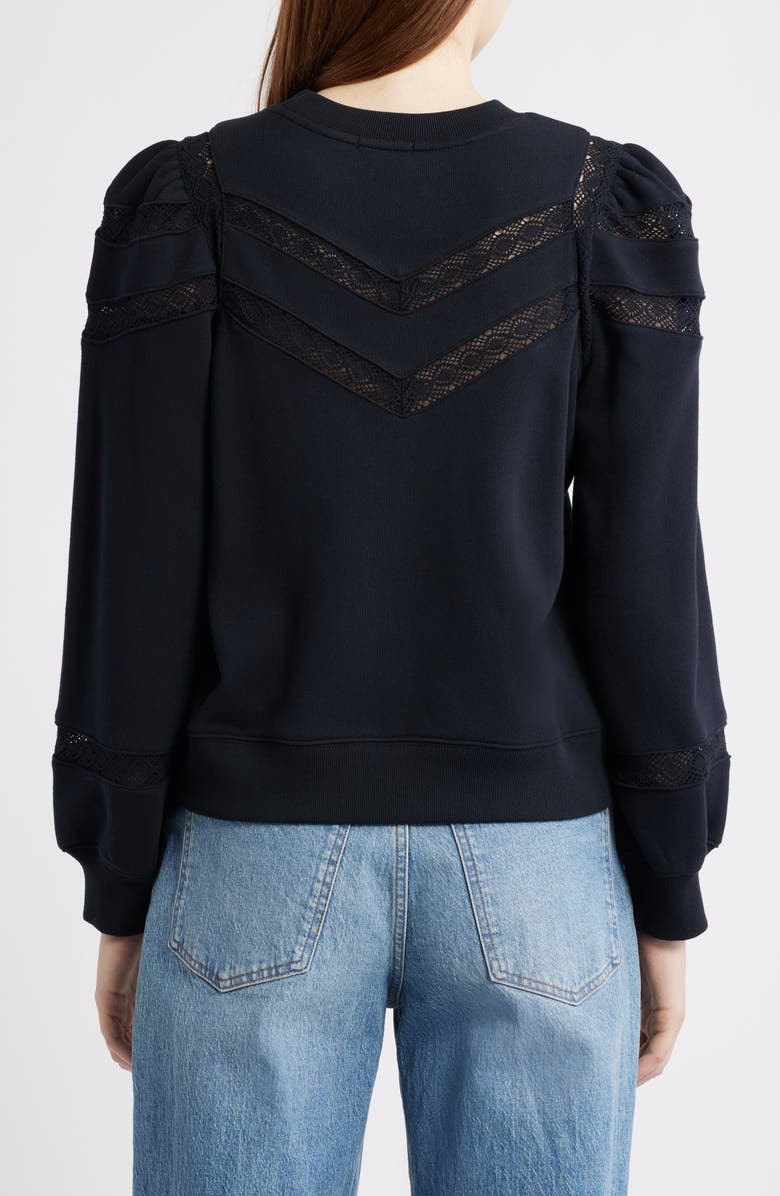 Rails Isles Lace Inset Cotton Sweatshirt, Alternate, color, Black
