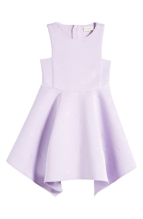 Kids' Embossed Handkerchief Hem Scuba Crepe Dress (Big Kid)