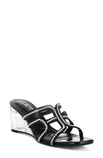 London Rag Caqueta Clear Heel Sandal In Black