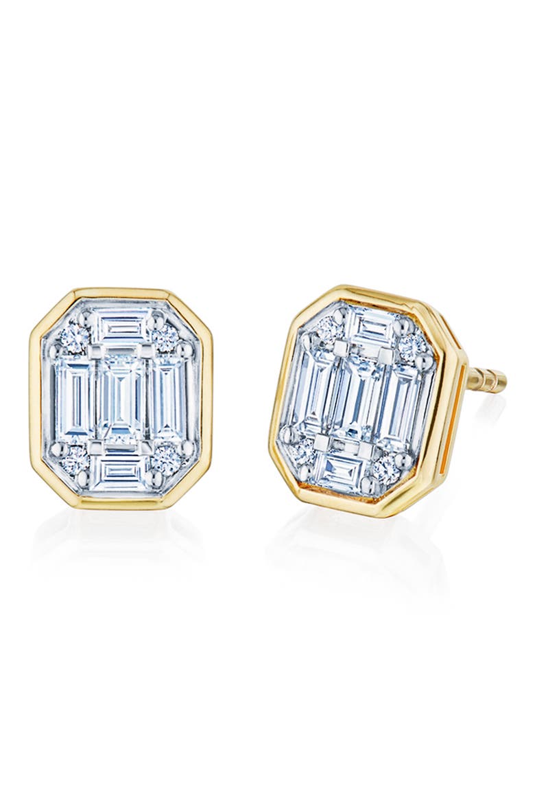 Sunburst Diamond Stud Earrings, Main, color, YELLOW GOLD