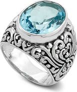 SAMUEL B. Sterling Silver & Semiprecious Stone Filigree Ring