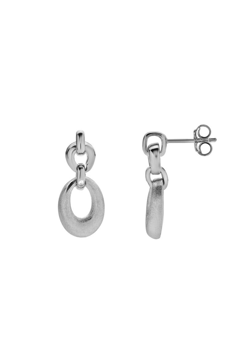 Orvella Sterling Silver 0.01 Ct Diamond Oval Drop Earrings, Main, color, 925 Sterling Silver