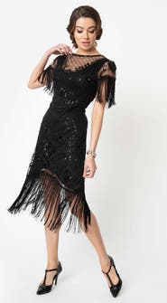 Unique Vintage Beaded Nadine Fringe Flapper Dress