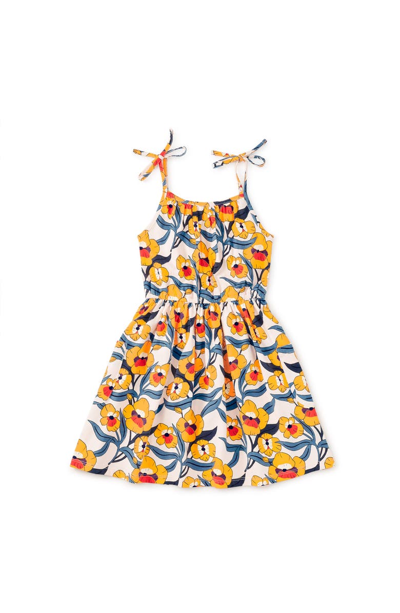 Tea Collection Tie Shoulder Twirl Dress, Main, color, Nouveau Poppy