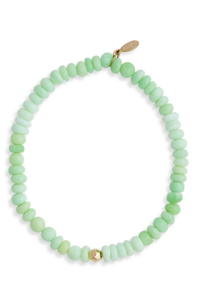 Anzie Beaded Green Opal Stretch Bracelet, Main, color, Green