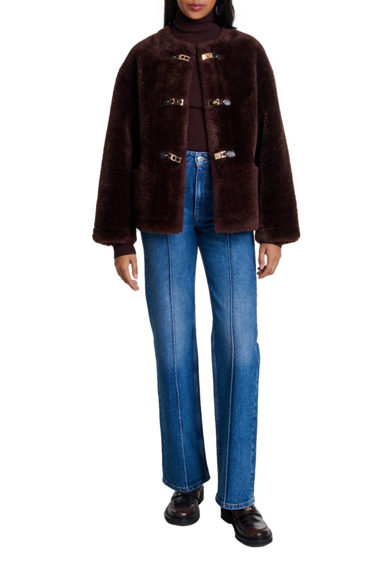 Short faux fur coat, Main, color, Brown