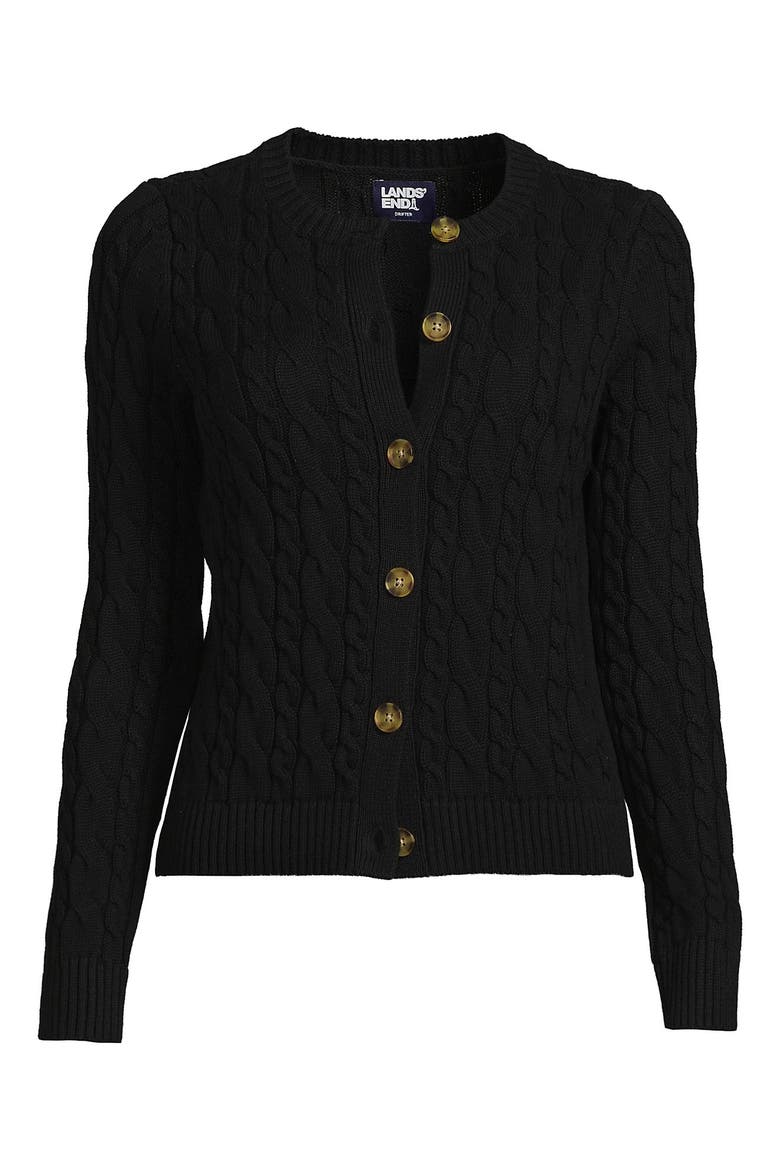 Cotton Drifter Cable Cardigan Sweater, Alternate, color, Black