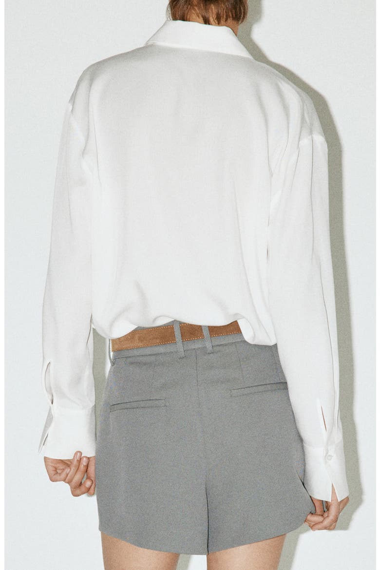 Lyocell Button-Up Shirt, Alternate, color, OFF WHITE