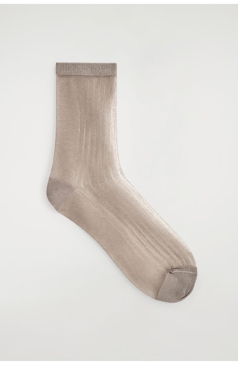COS Ribbed Sheer Socks, Main, color, Beige