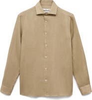 MANGO Slim Fit Linen Button-Up Shirt