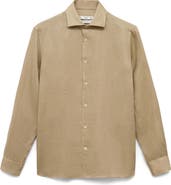 MANGO Slim Fit Linen Button-Up Shirt