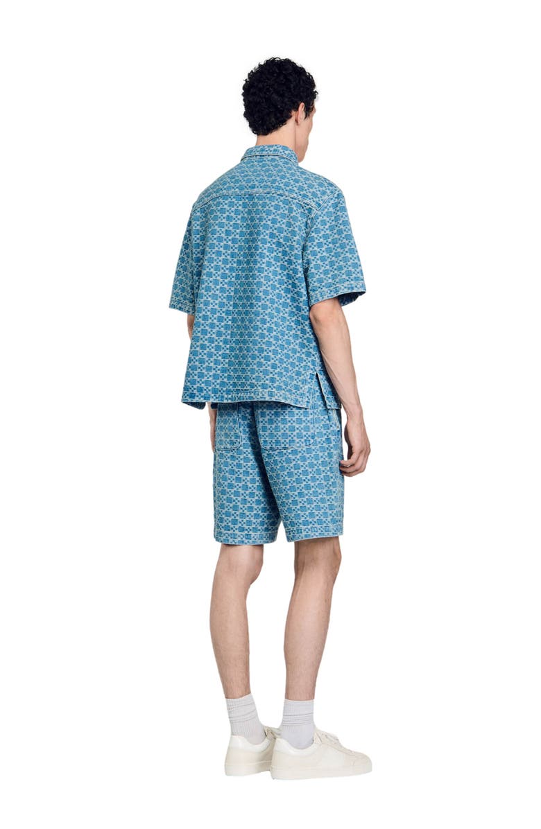 SANDRO Square cross denim shirt, Alternate, color,