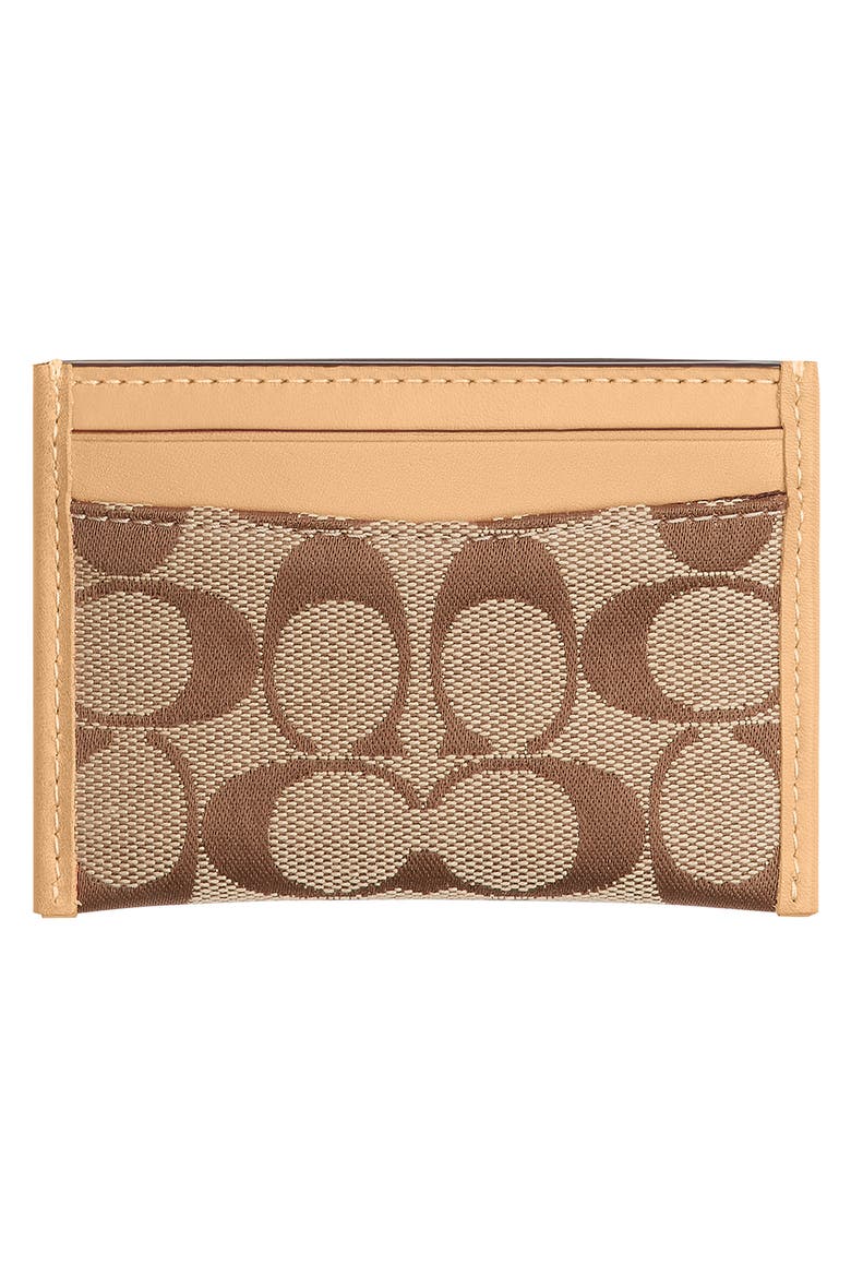 Essential Signature Jacquard Card Case, Alternate, color, B4/ KHAKI LIGHT PEACH