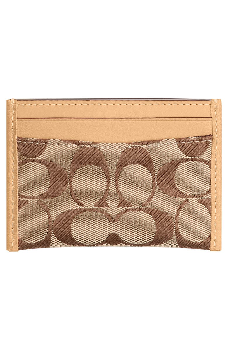COACH Essential Signature Jacquard Card Case, Alternate, color, B4/ Khaki Light Peach