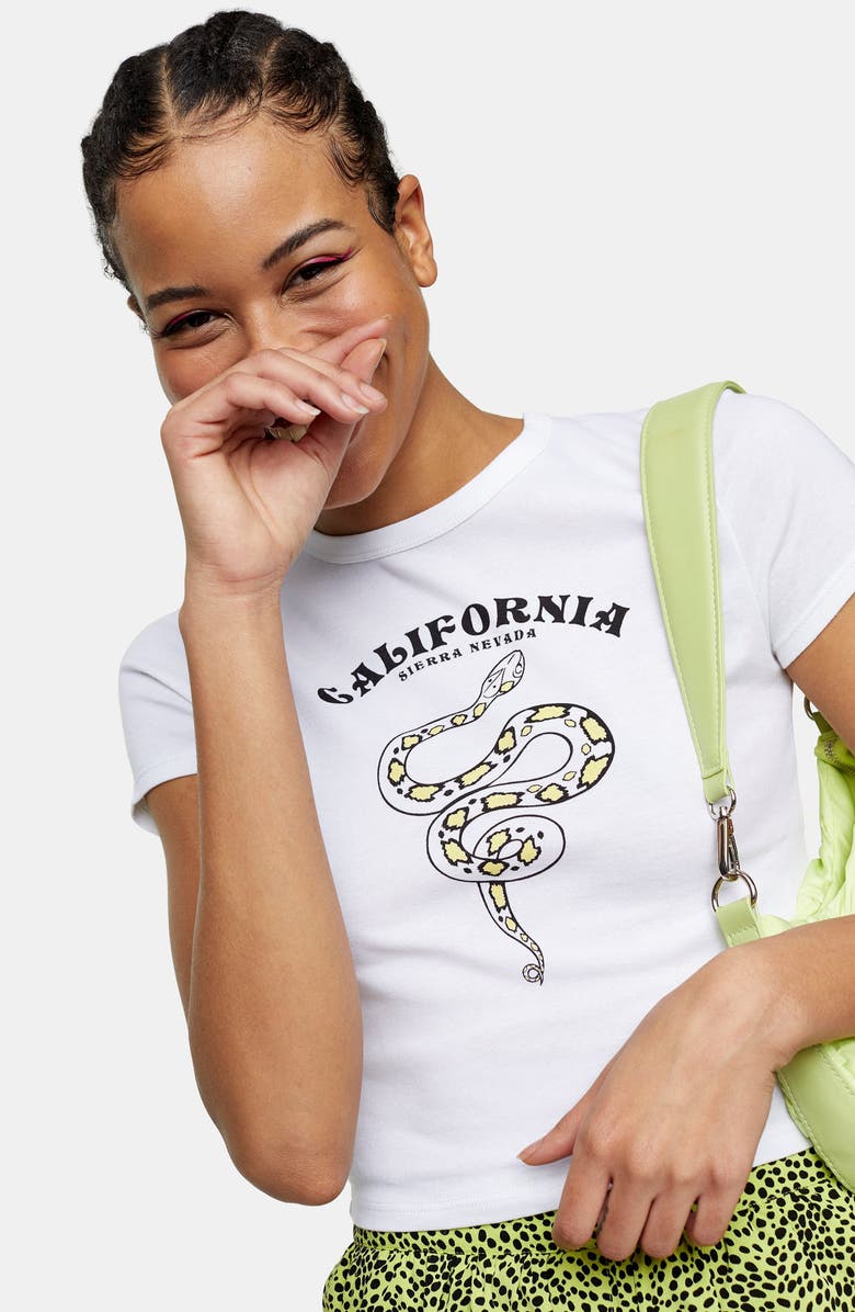 Topshop California Snake Graphic Tee, Alternate, color, 