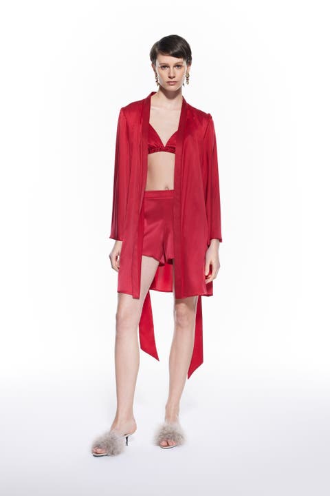 Anya Silk Robe Red