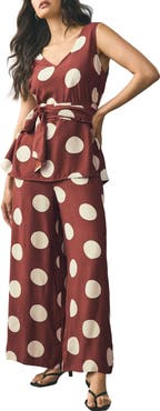 NEXT Polka Dot Tie Waist Jumpsuit
