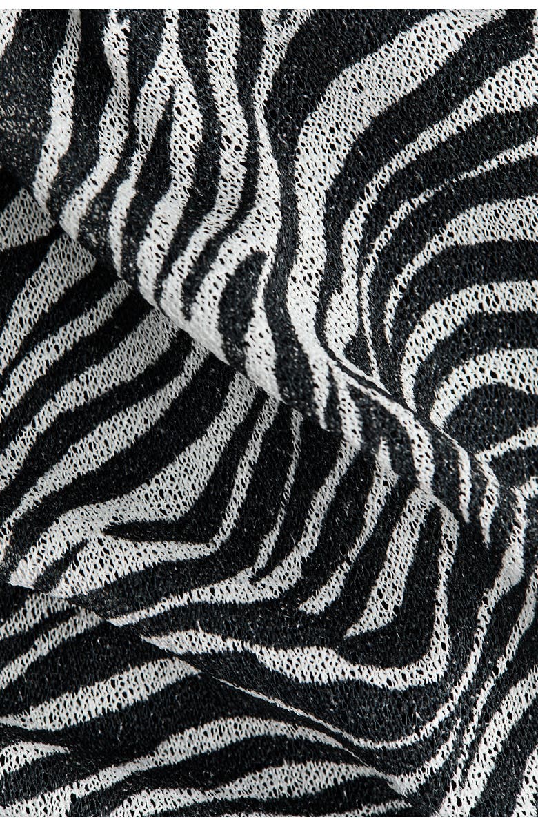 H&M Printed Tie-back Dress, Alternate, color, Black/Zebra Print