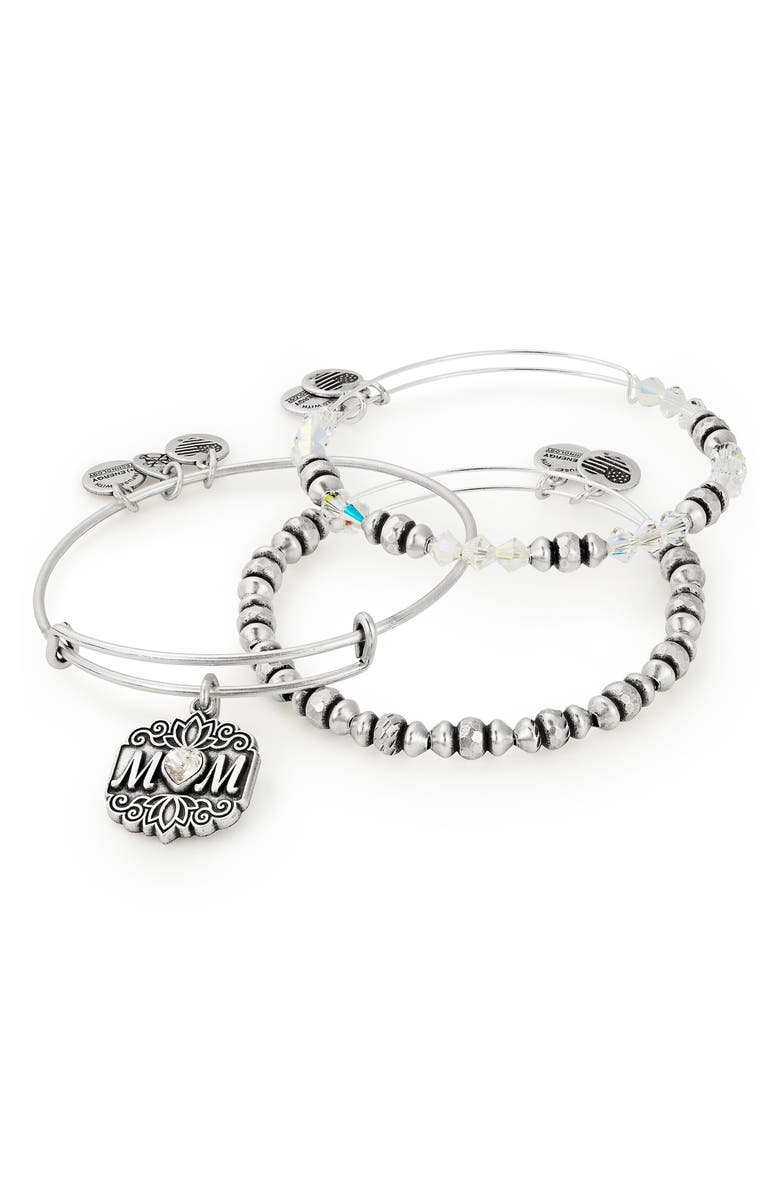 Alex and Ani Set of 3 Mom Bracelets, Alternate, color, 