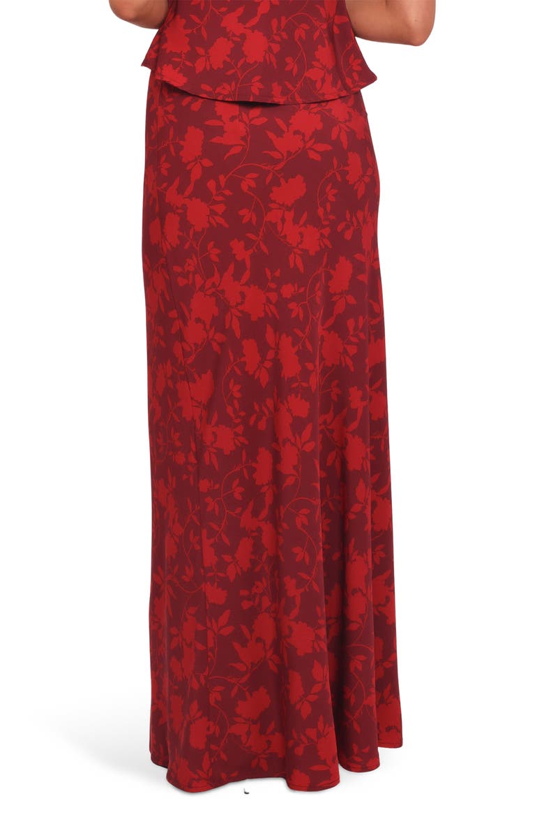 Velman Floral Print Maxi Skirt, Alternate, color, BURGUNDY FLORAL