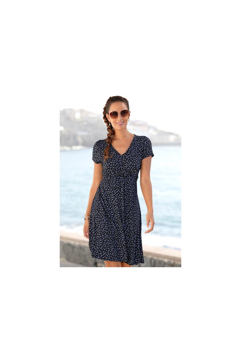 Women's Short Sleeve Print Dress, Alternate, color, Blue Printed