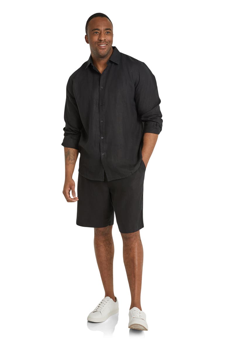 Resort Relaxed Fit Linen Button-Up Shirt, Alternate, color, BLACK