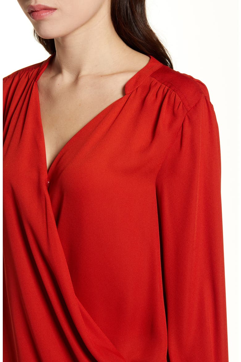 Wrap Look Blouse, Alternate, color, BRICK