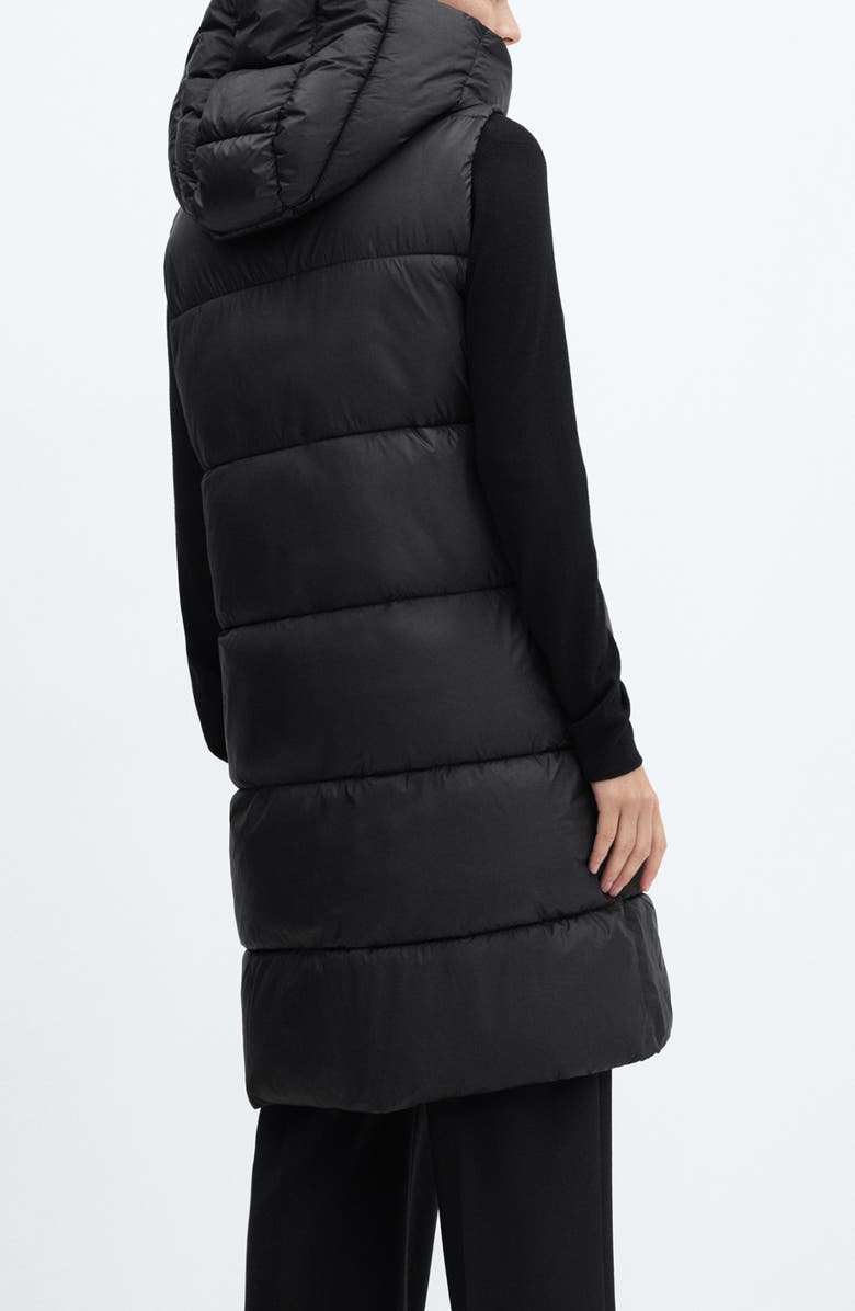 MANGO Long Quilted Water Repellent Hooded Puffer Vest, Alternate, color,