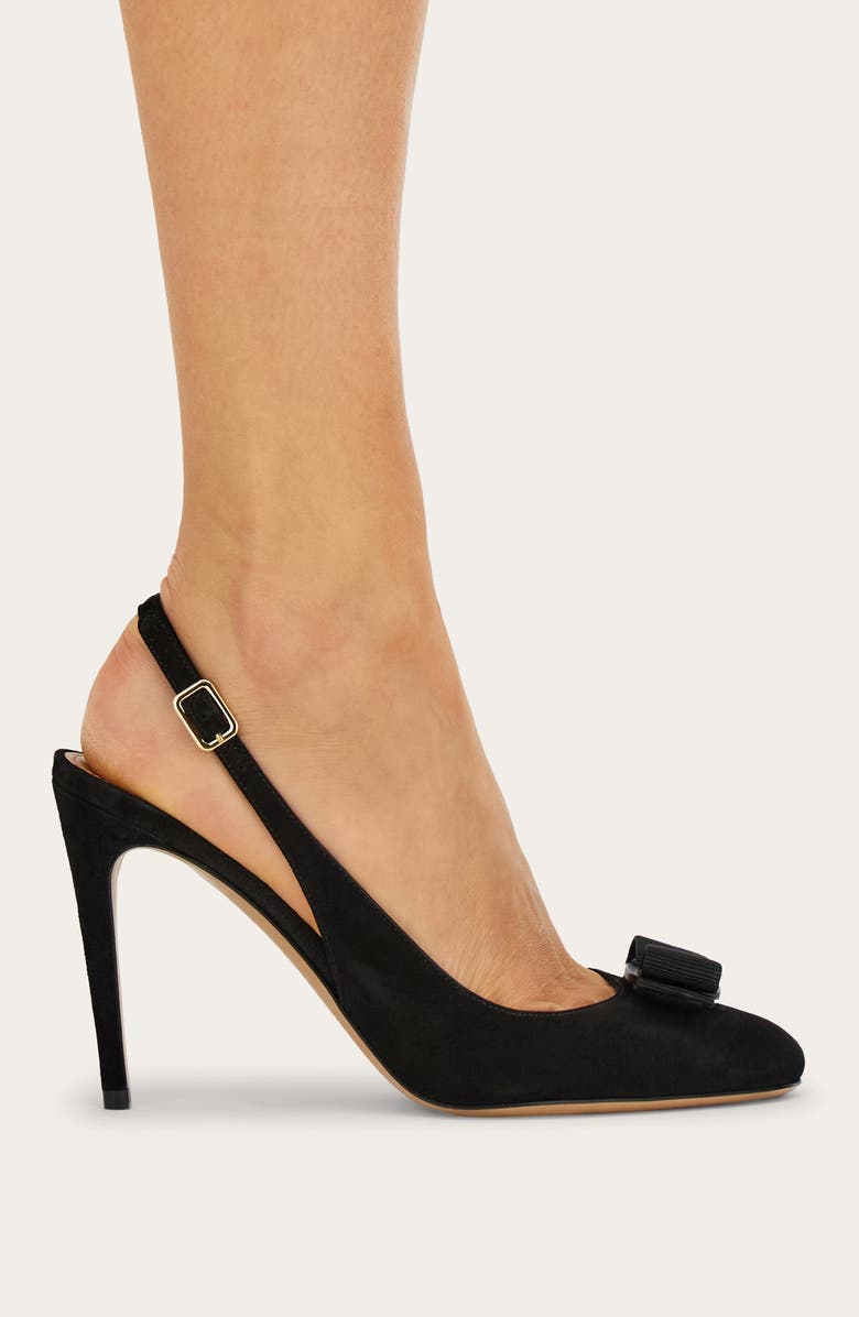 FERRAGAMO Vara Bow Slingback Stiletto Pump, Alternate, color, Nero