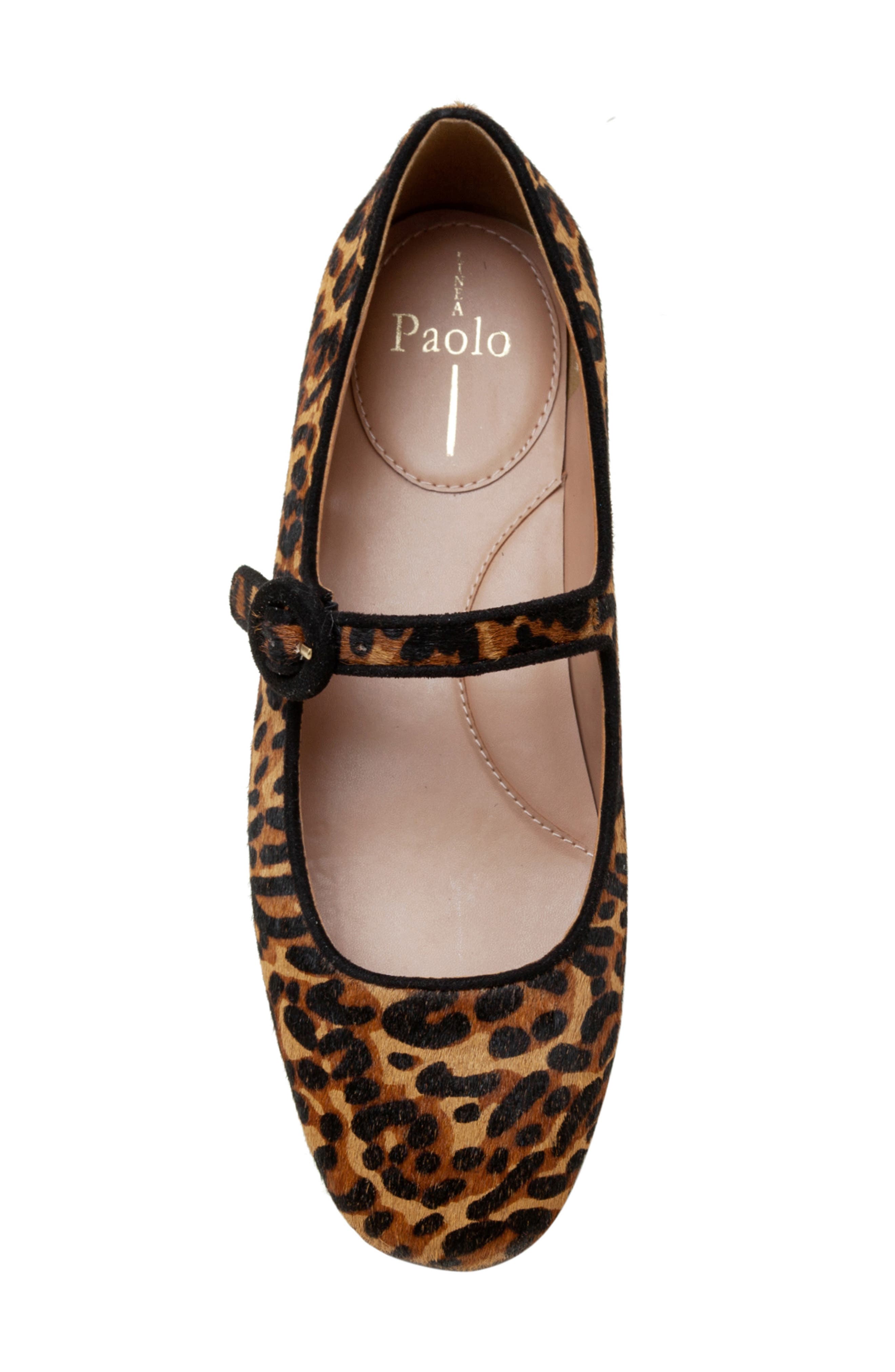 Linea Paolo Marley Leopard Print Genuine Calf Hair Flat, Alternate, color, Cognac/ Black