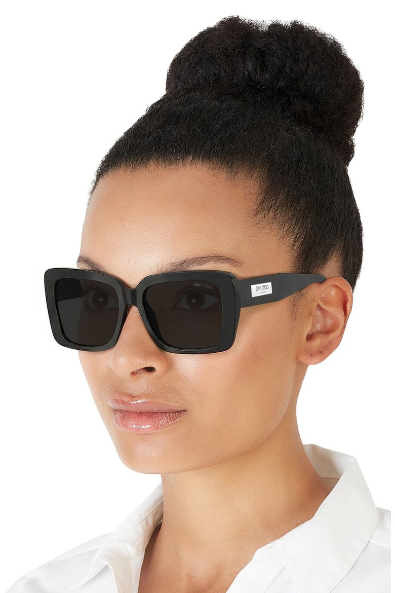 54mm Square Sunglasses, Alternate, color, BLACK / DARK GREY