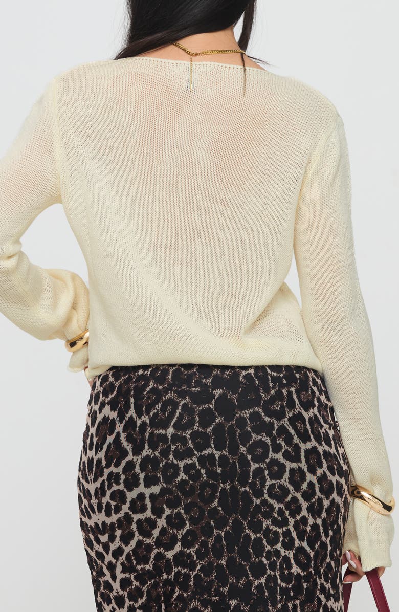 Princess Polly Big Star Boat Neck Sweater, Alternate, color, Cream