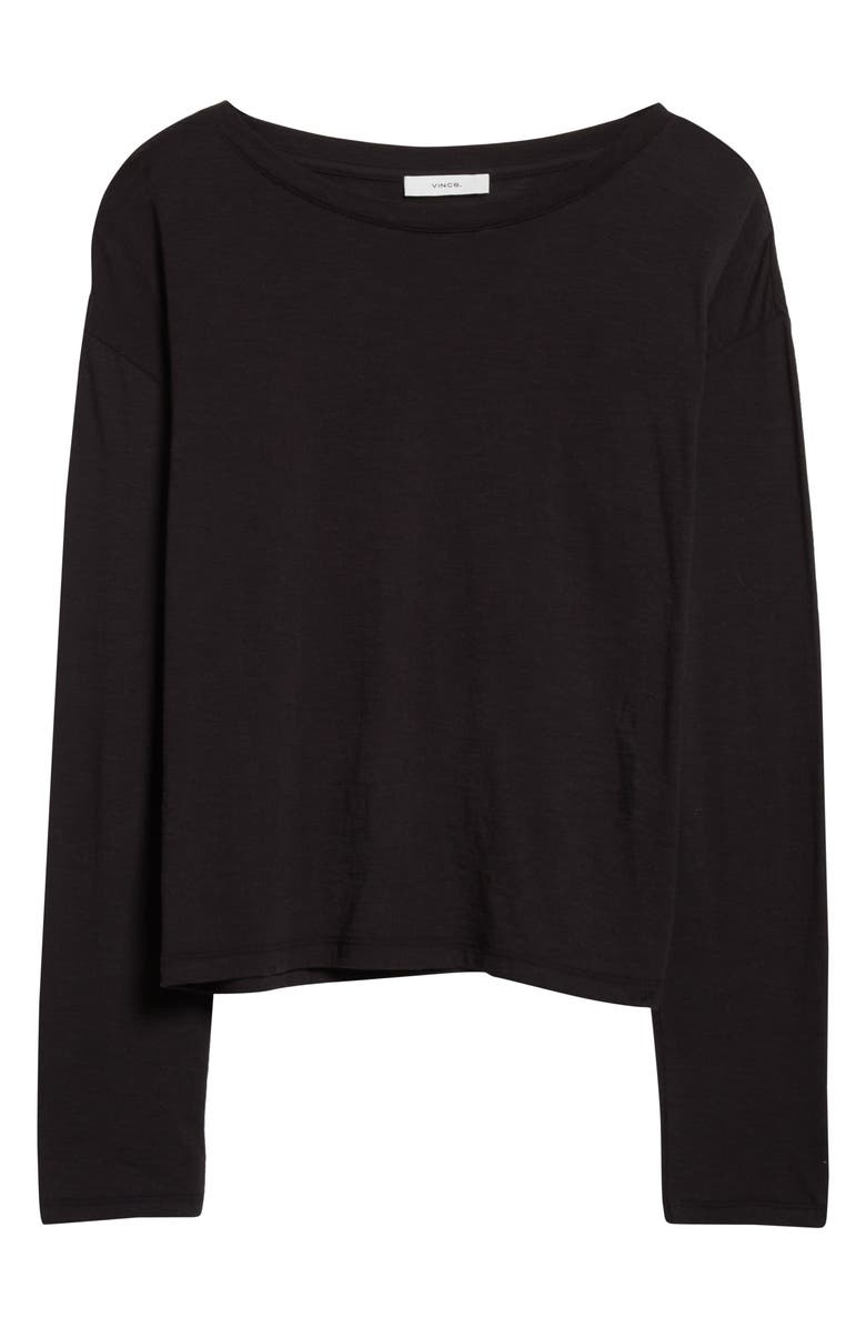 Vince Boxy Long Sleeve Cotton Crewneck Top, Alternate, color,