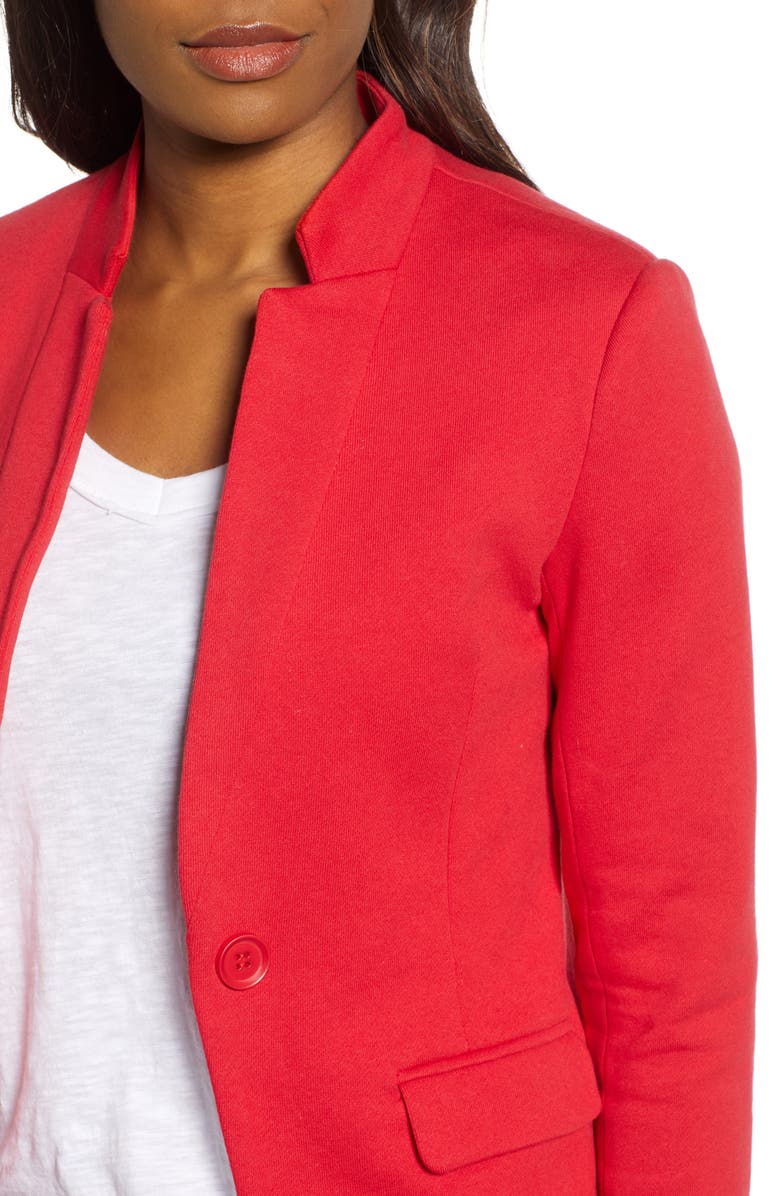 GIBSONLOOK Inverted Notch Collar Cotton Blend Knit Blazer, Alternate, color, Red
