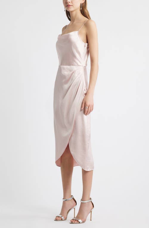 Open Edit Cowl Neck Satin Midi Dress In Pink