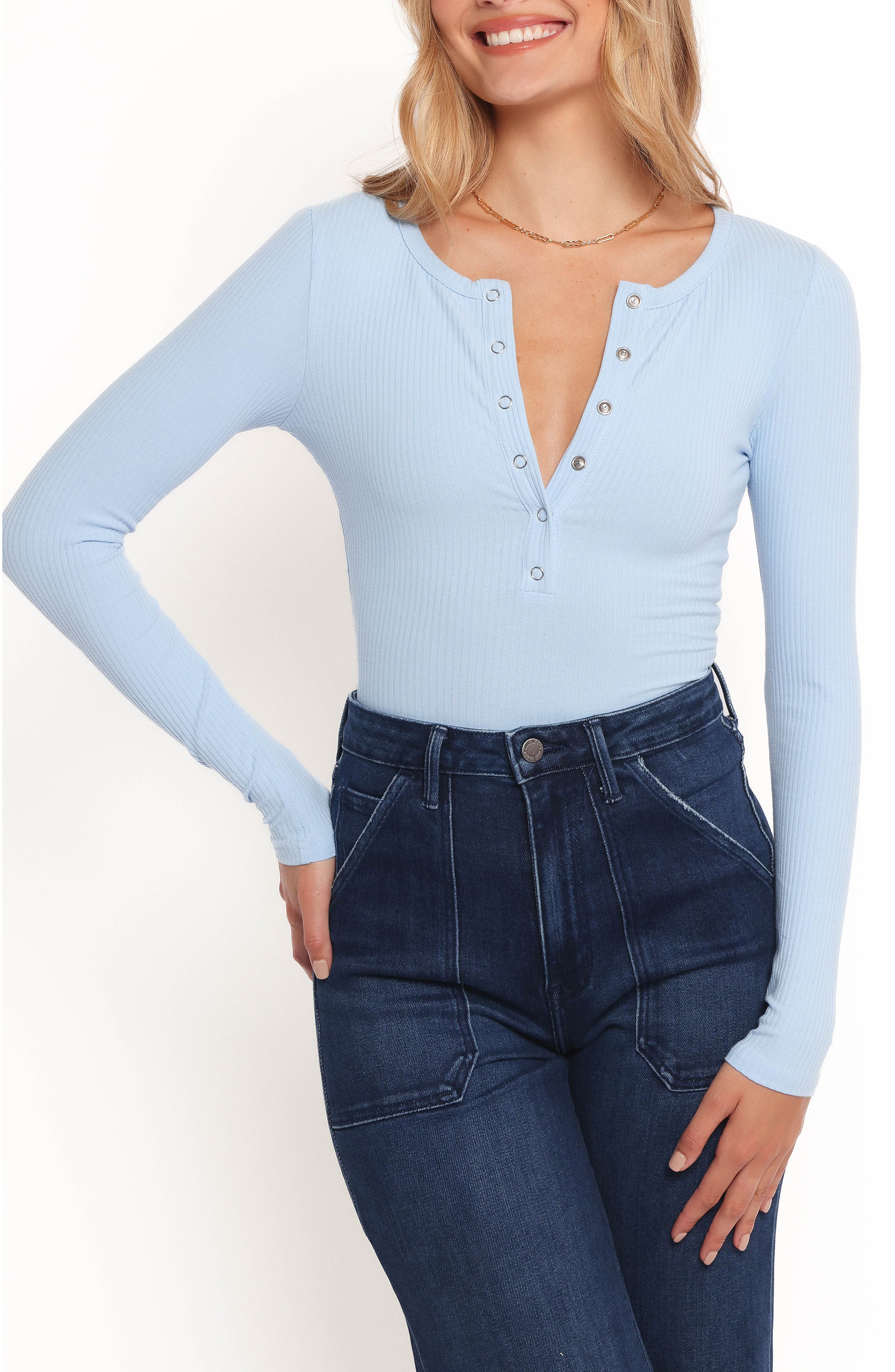 Petal & Pup Dio Crop Rib Henley Top