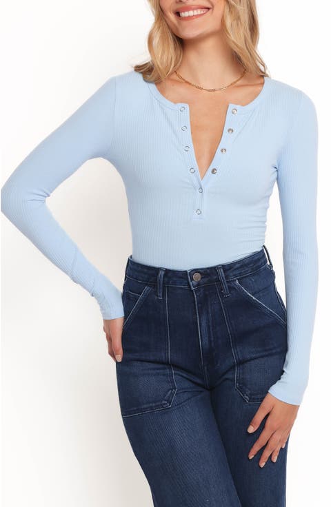 Dio Crop Rib Henley Top