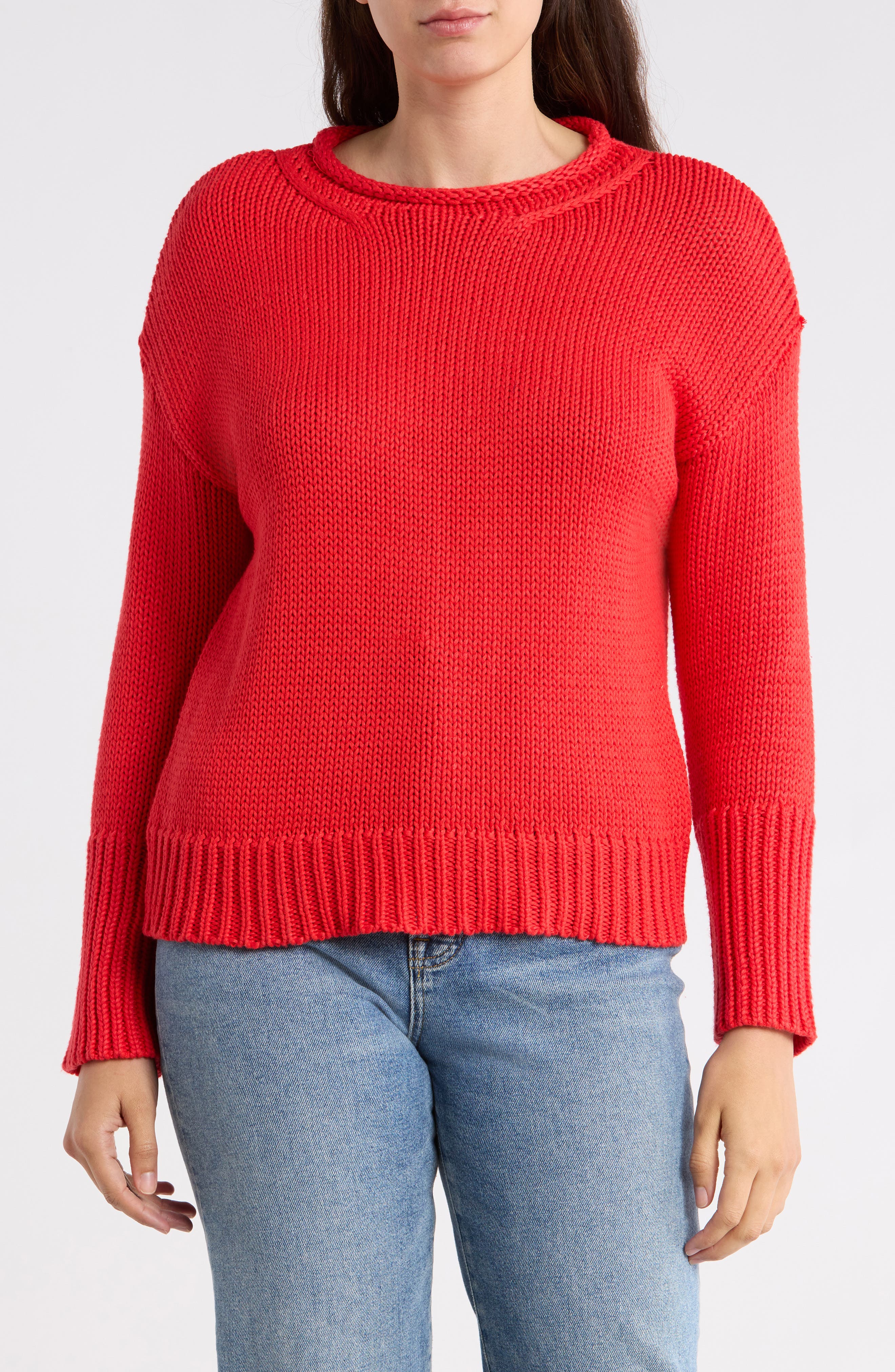 ELIE ELIE TAHARI Rolled Neck Cotton Sweater
