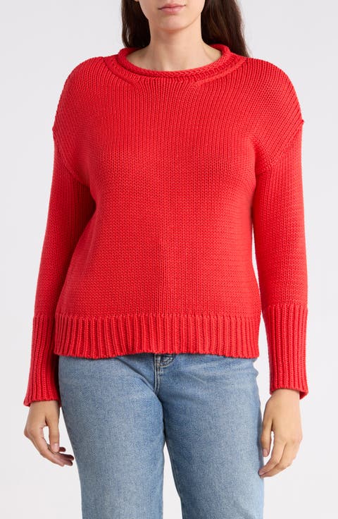 Rolled Neck Cotton Sweater
