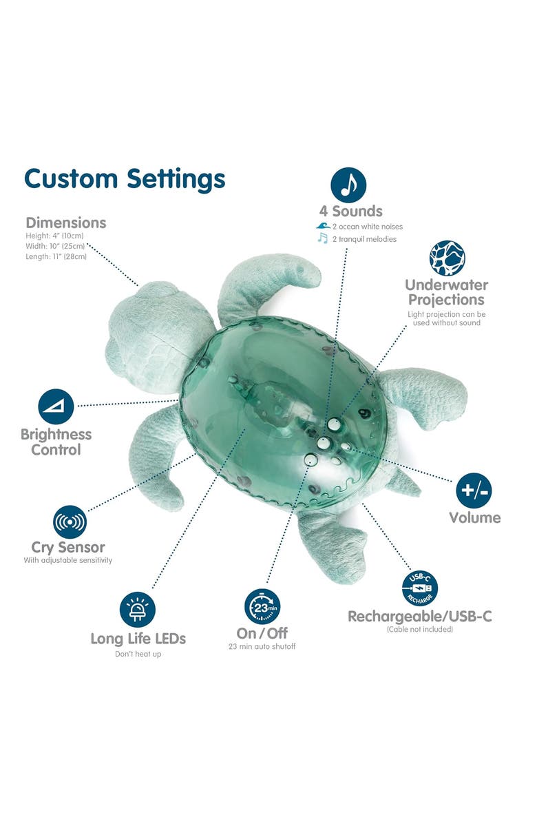 Cloud B Tranquil Turtle Eco - Nightlight Projector toy & Soothing Sound Machine for Better Sleep, Alternate, color, Green