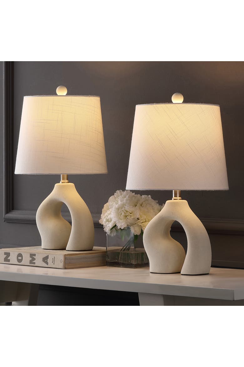 Tula 19" Scandinavian Minimalist Ceramic Arch LED Table Lamp, Alternate, color, Cream