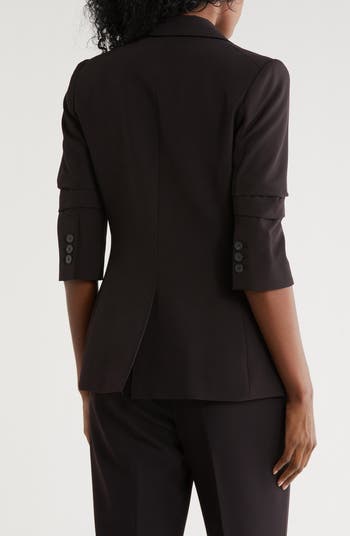 Ruched Sleeve One Button Blazer