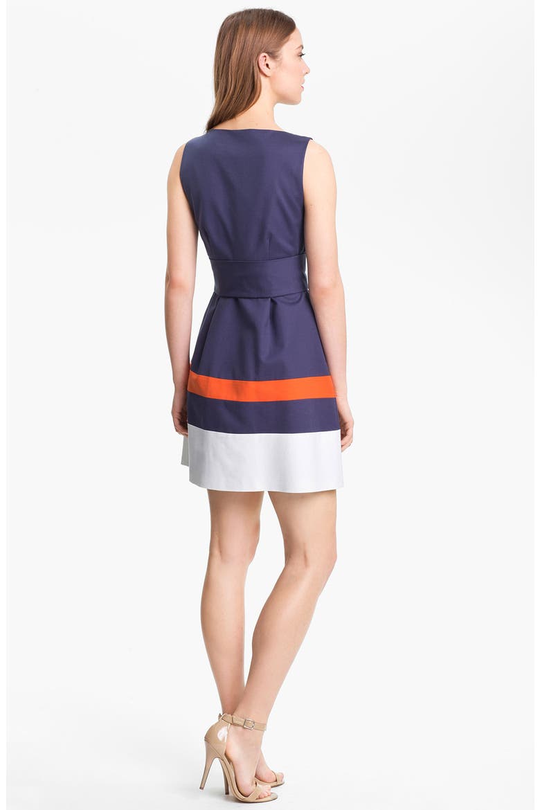'sawyer' cotton blend fit & flare dress, Alternate, color, FRENCH NAVY/ VALENCIA/ WHITE