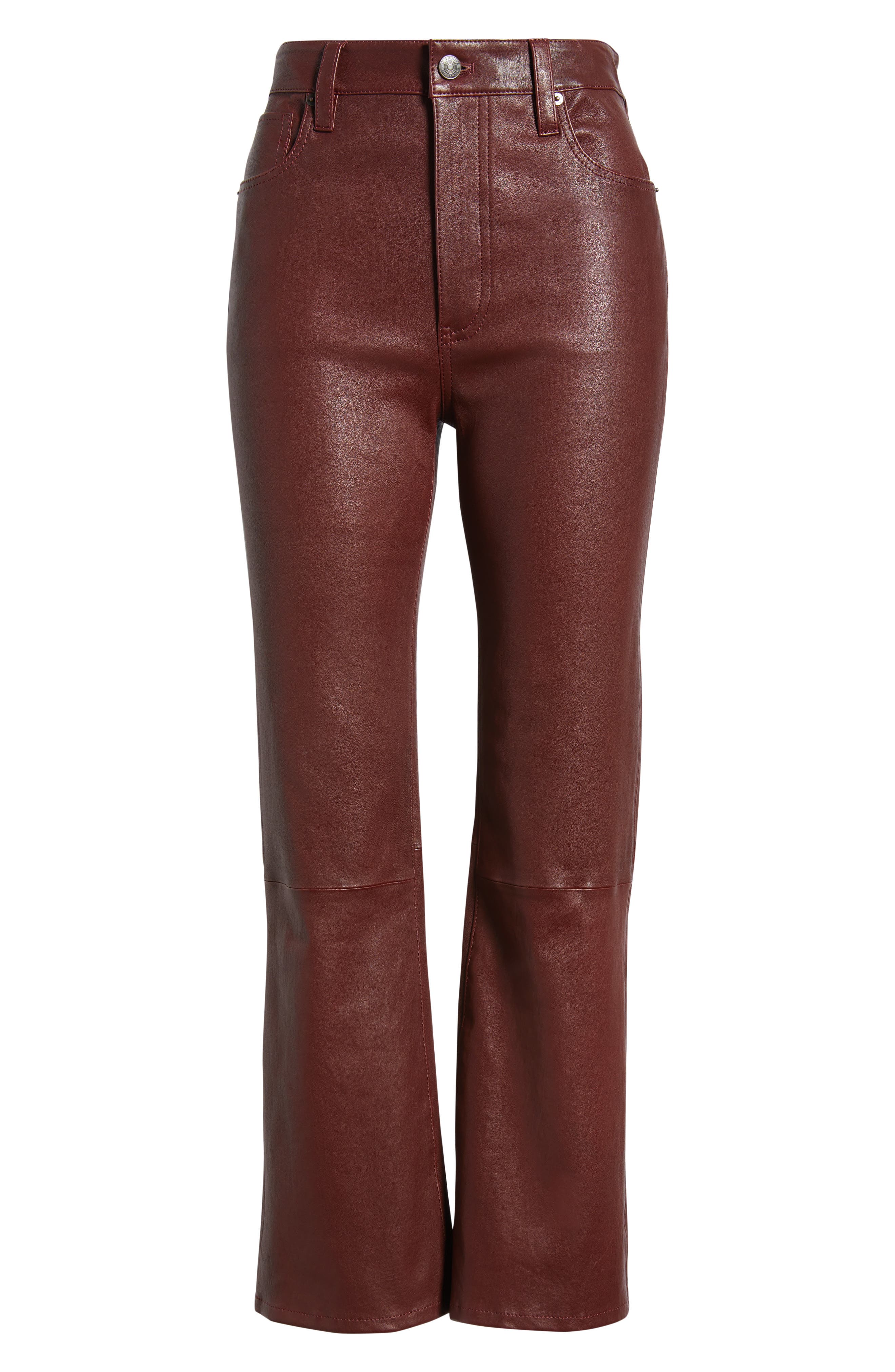 Frame The Leather Reboot Crop Pants In Brown