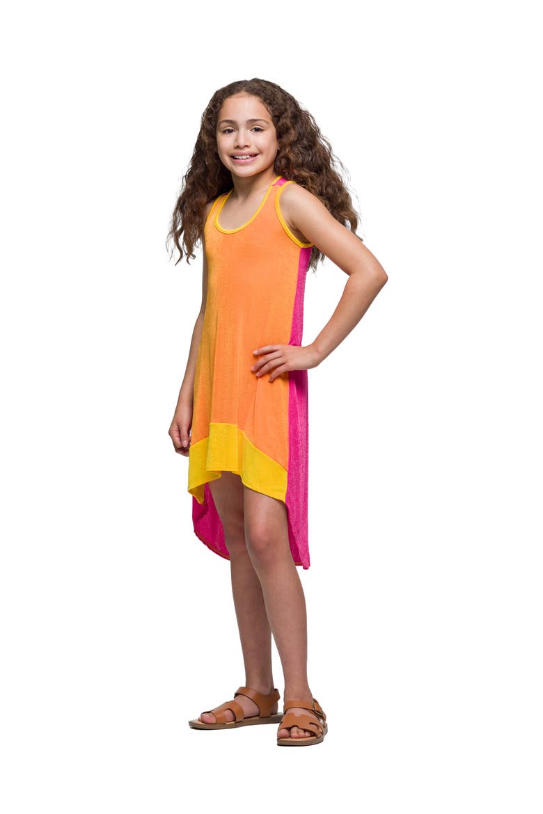 Sleeveless Colorblock HighLow Knee Length Dress, Alternate, color, Orange