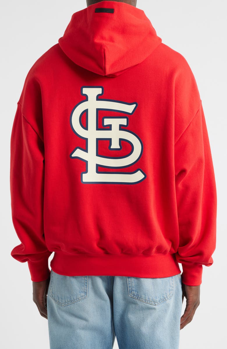 Fear of God Essentials x MLB Cardinals Sport Fit Graphic Hoodie, Alternate, color, Red