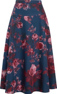 Erdem Floral Organic Cotton Poplin Midi Skirt